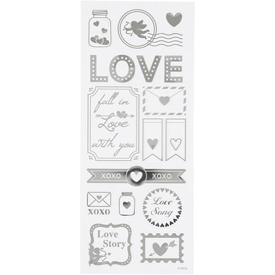 Creativ Company Sticker Silver Love, 1 Blatt