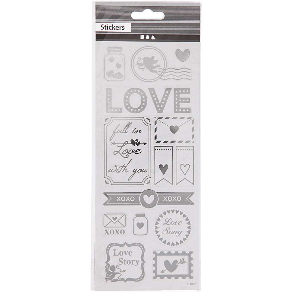 Creativ Company Sticker Silver Love, 1 Blatt