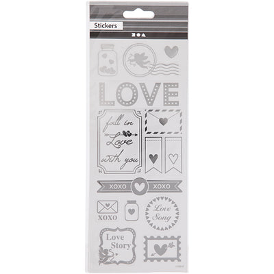 Creativ Company Sticker Silver Love, 1 Blatt