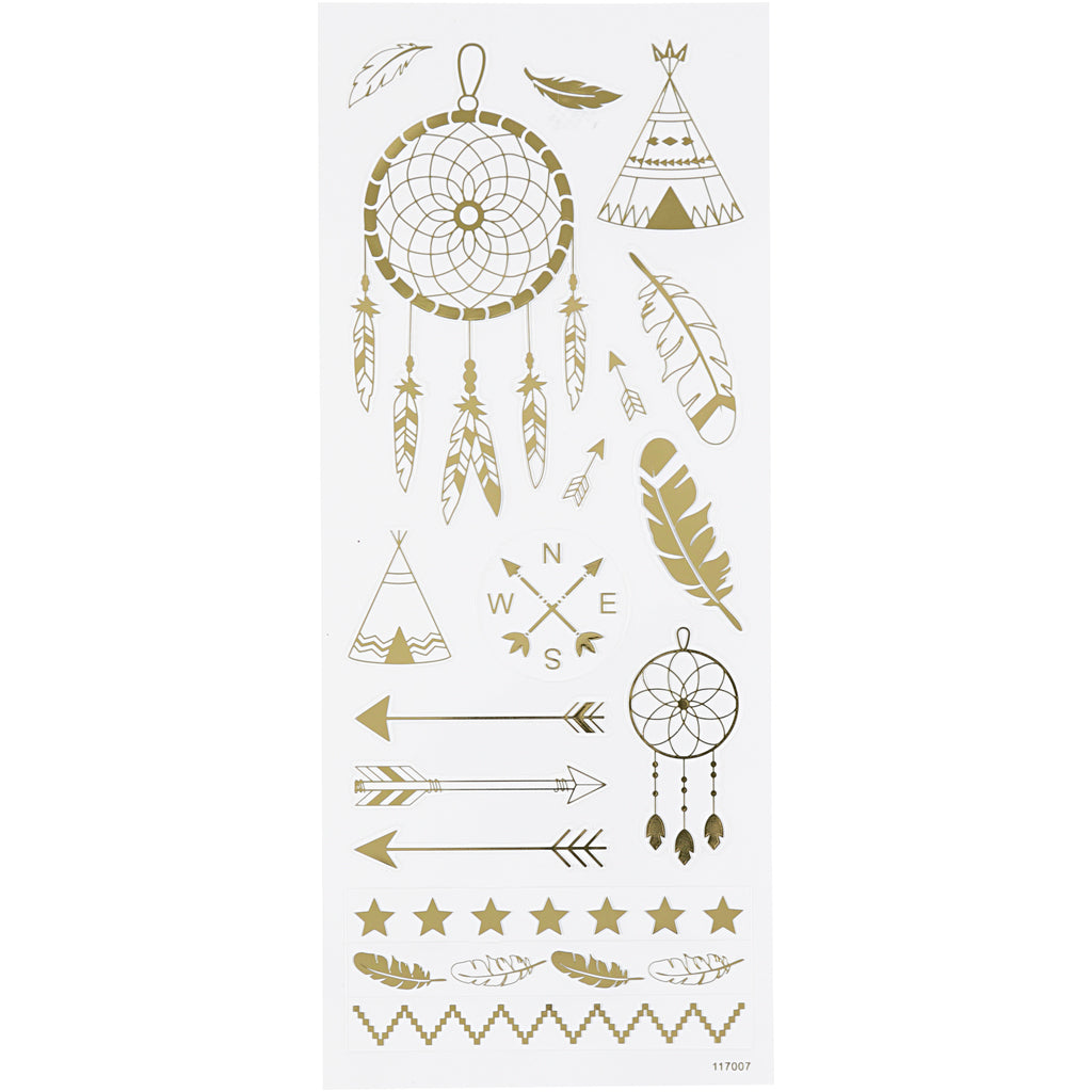 Creativ Firmenaufkleber, Indianer, Bogen 10x24 cm, ca. 17 Stück, Gold, 1 Blatt