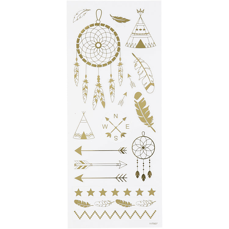 Creativ Firmenaufkleber, Indianer, Bogen 10x24 cm, ca. 17 Stück, Gold, 1 Blatt