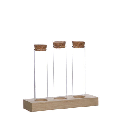 Ideen 4 Jahreszeiten Holzhalter mit 3 Reagenzgläsern mit Korkstopfen ã˜3x15cm