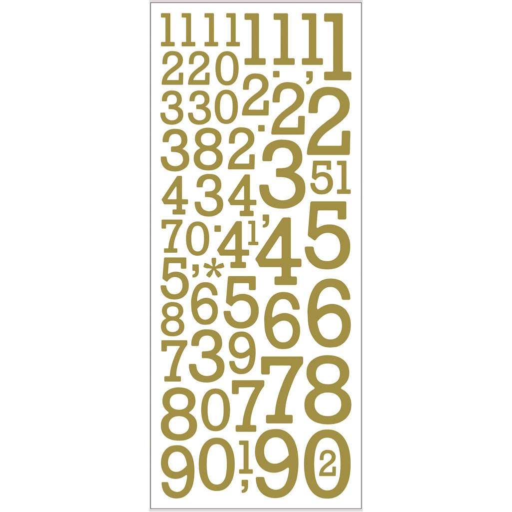 Creativ Company Glitzersticker, Zahlen, Bogen 10x24 cm, gold, 2 Bögen 1 Box