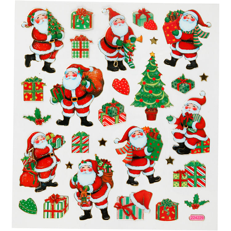 Creativ Firmenaufkleber, klassische Weihnachtsfiguren, Blatt 15x16,5 cm, ca. 29 Stück, 1 Blatt