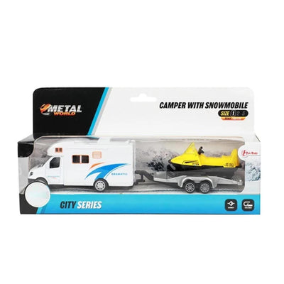 Toi-Toys Metal zurückziehen Camper mit Anhänger und Schneemobil