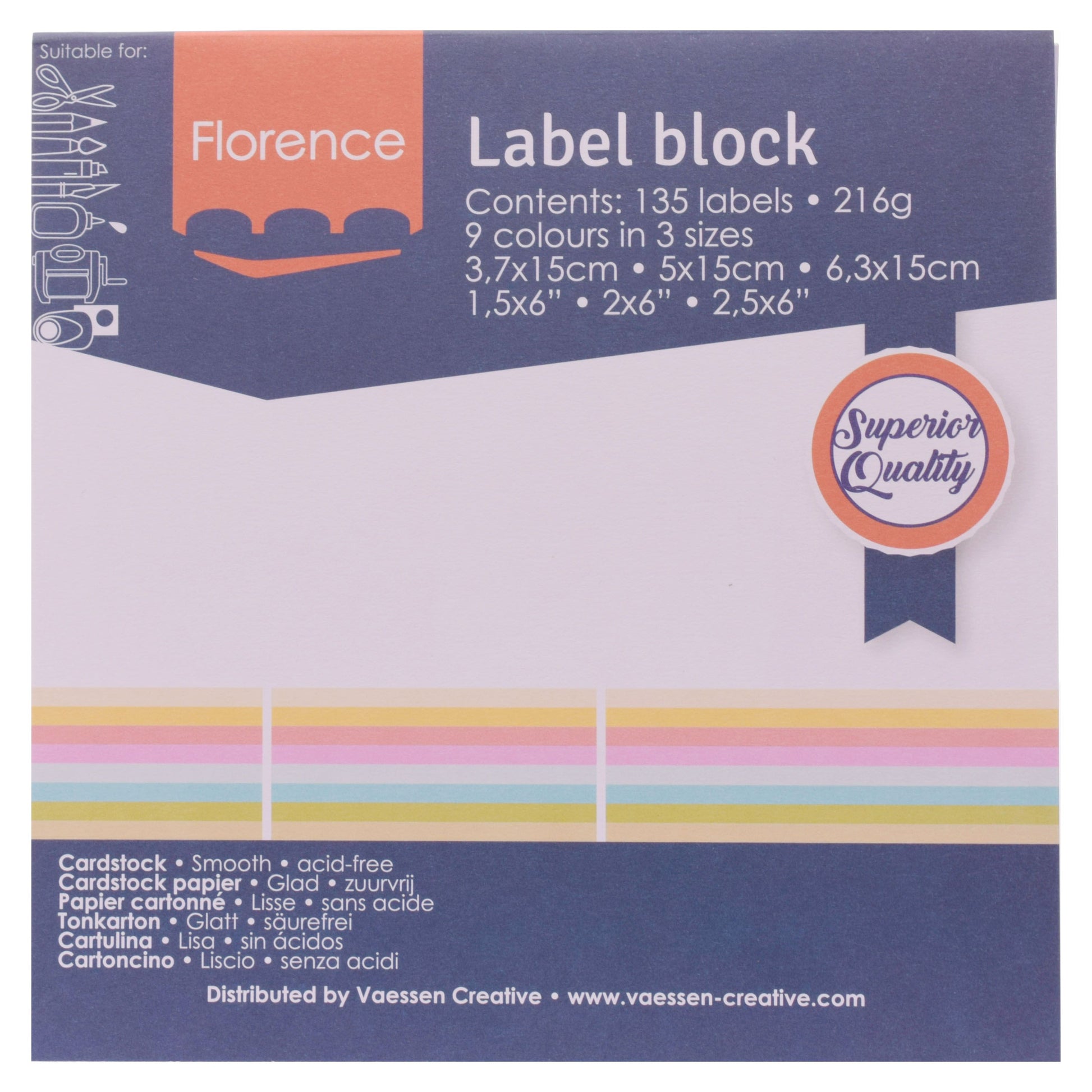 Florenz • Etikettenblock 216g Pastell 135x