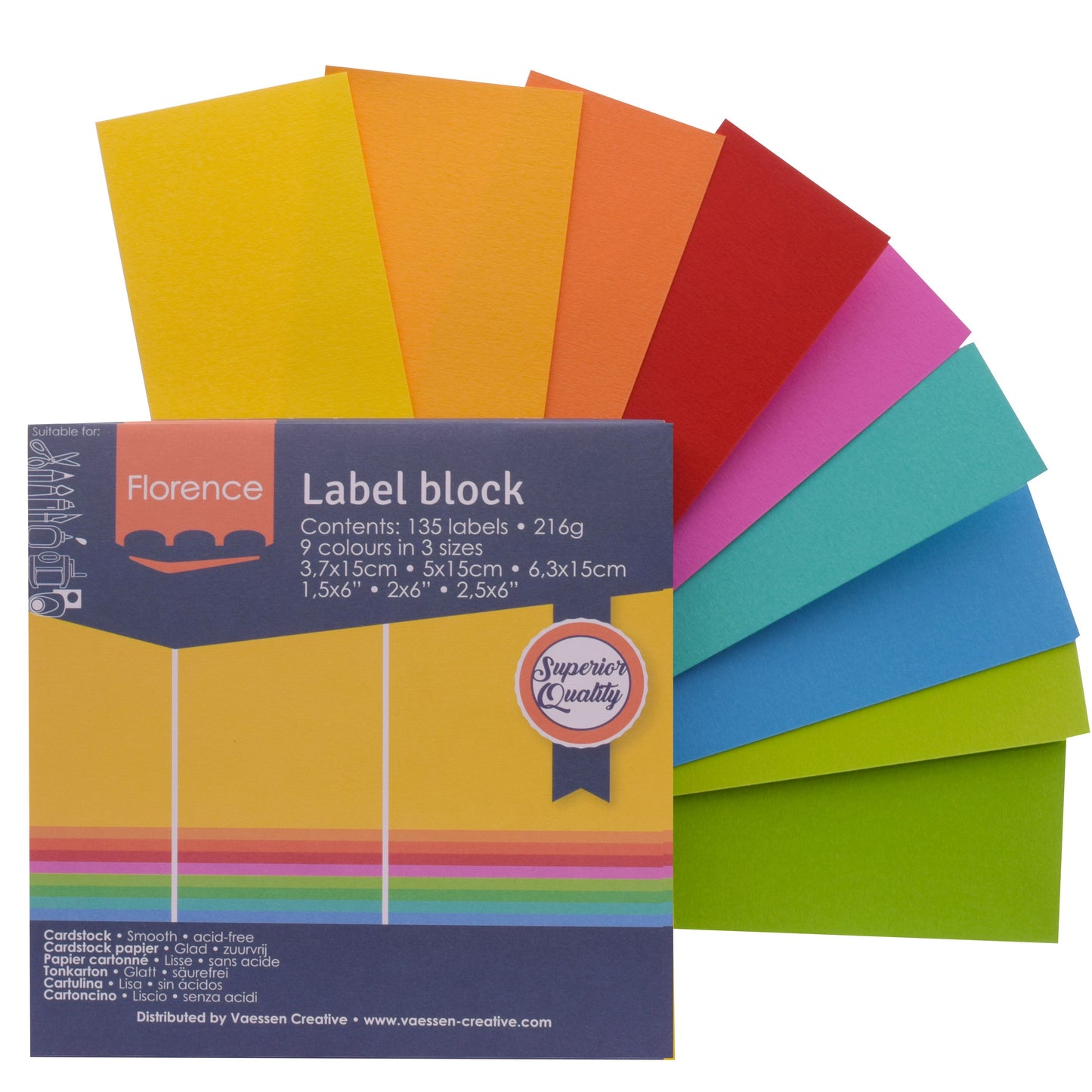 Florence • Etikettenblock 216g, bunt 135x