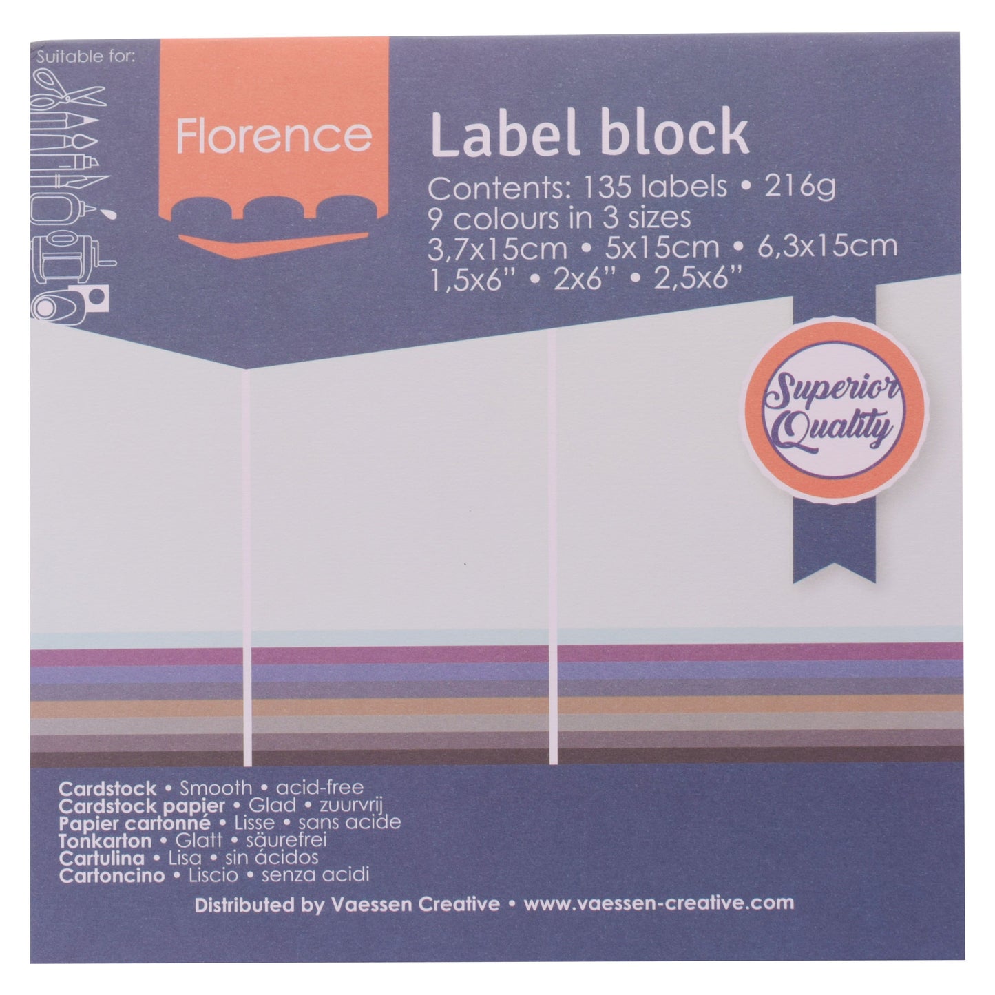Florenz • Etikettenblock 216g Neutraltöne 135x