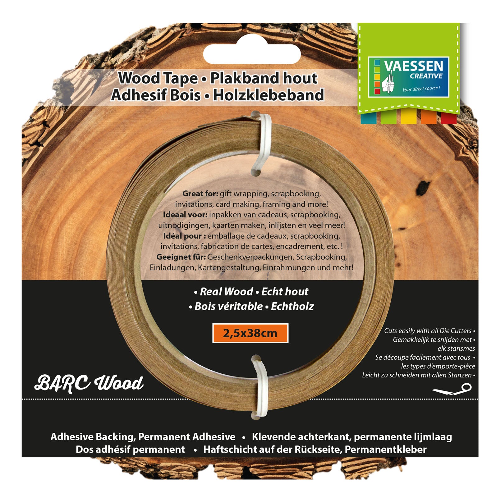 Vaessen Creative • Holzbandkollektion 2,5 cm x 4,2 m Kirschholz