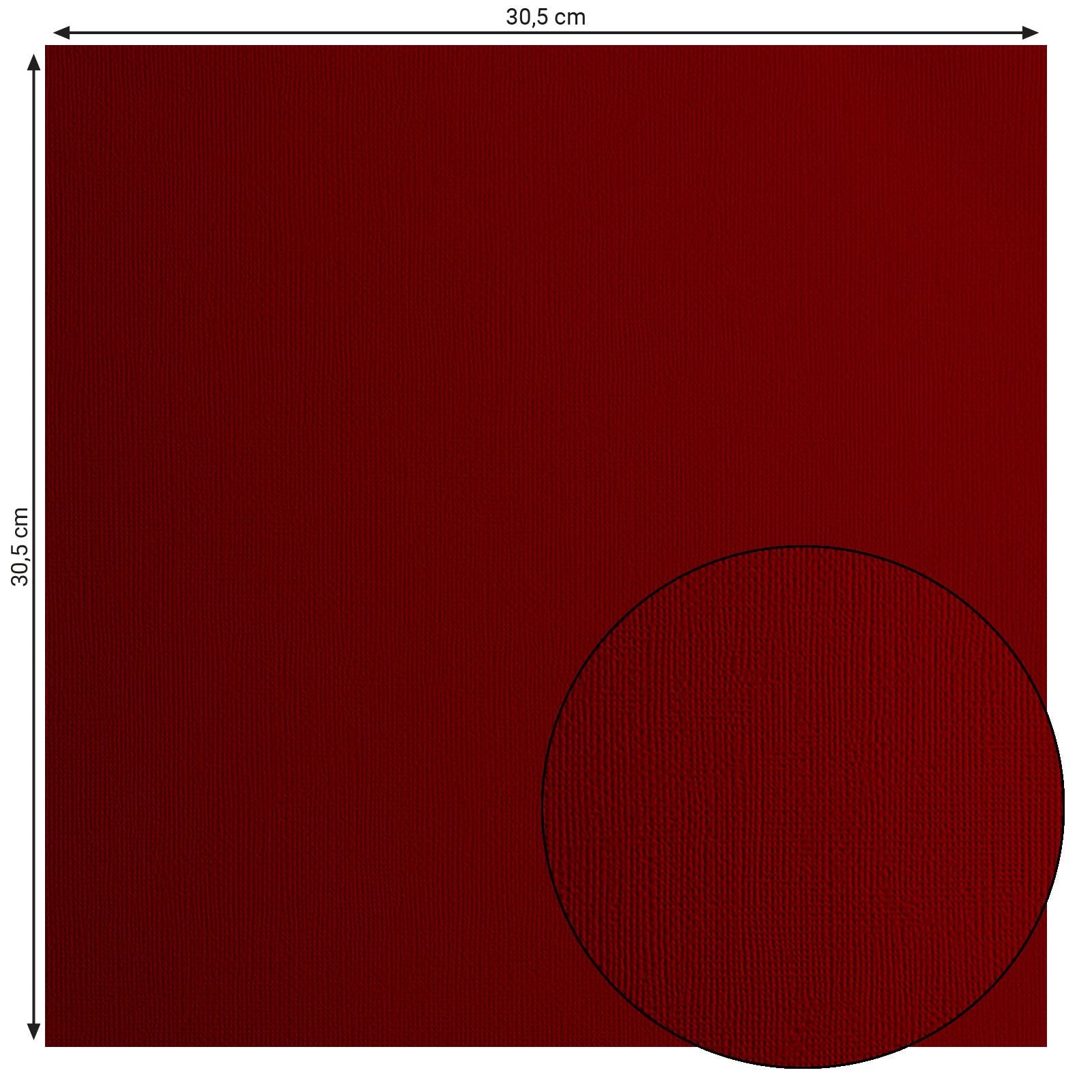 Florence • Kartonpapier 216g, Struktur 30,5x30,5cm, Rubinrot, 20x