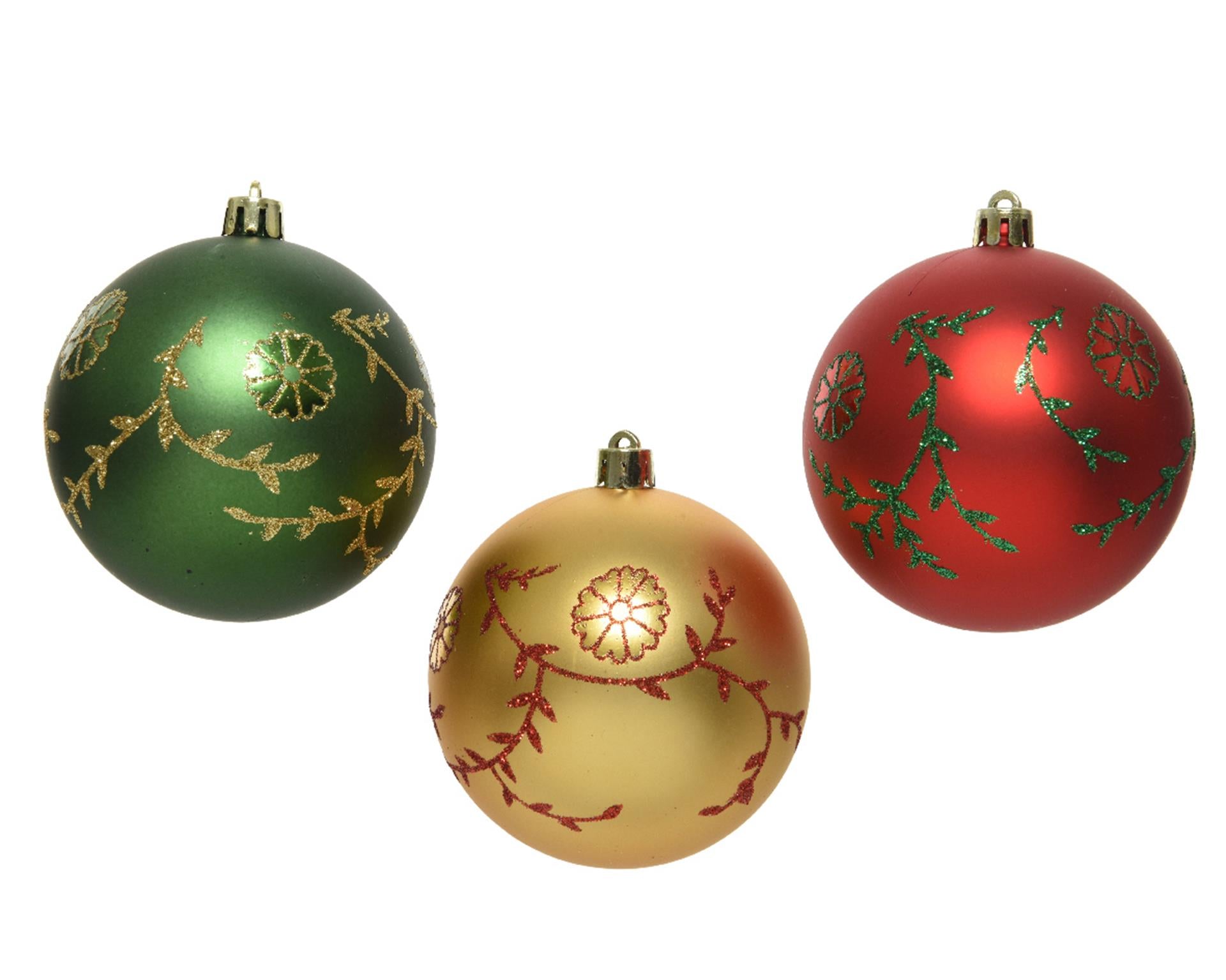 Decoris Weihnachtskugeln Mix 12 Stück gold rot grün