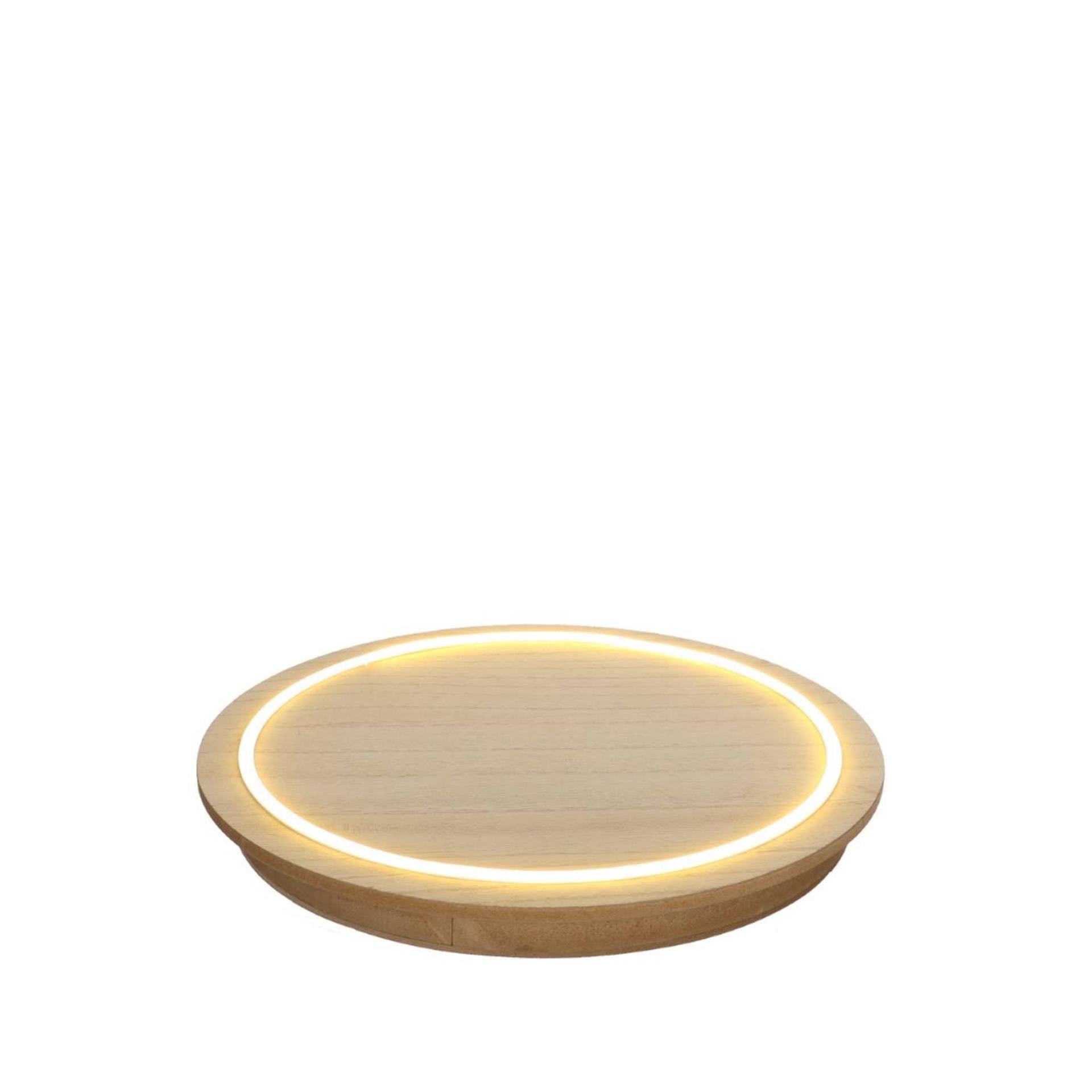 Ideen 4 Jahreszeiten Holzteller mit Neonlicht ã˜28x2,6 cm Touch-Steuerung