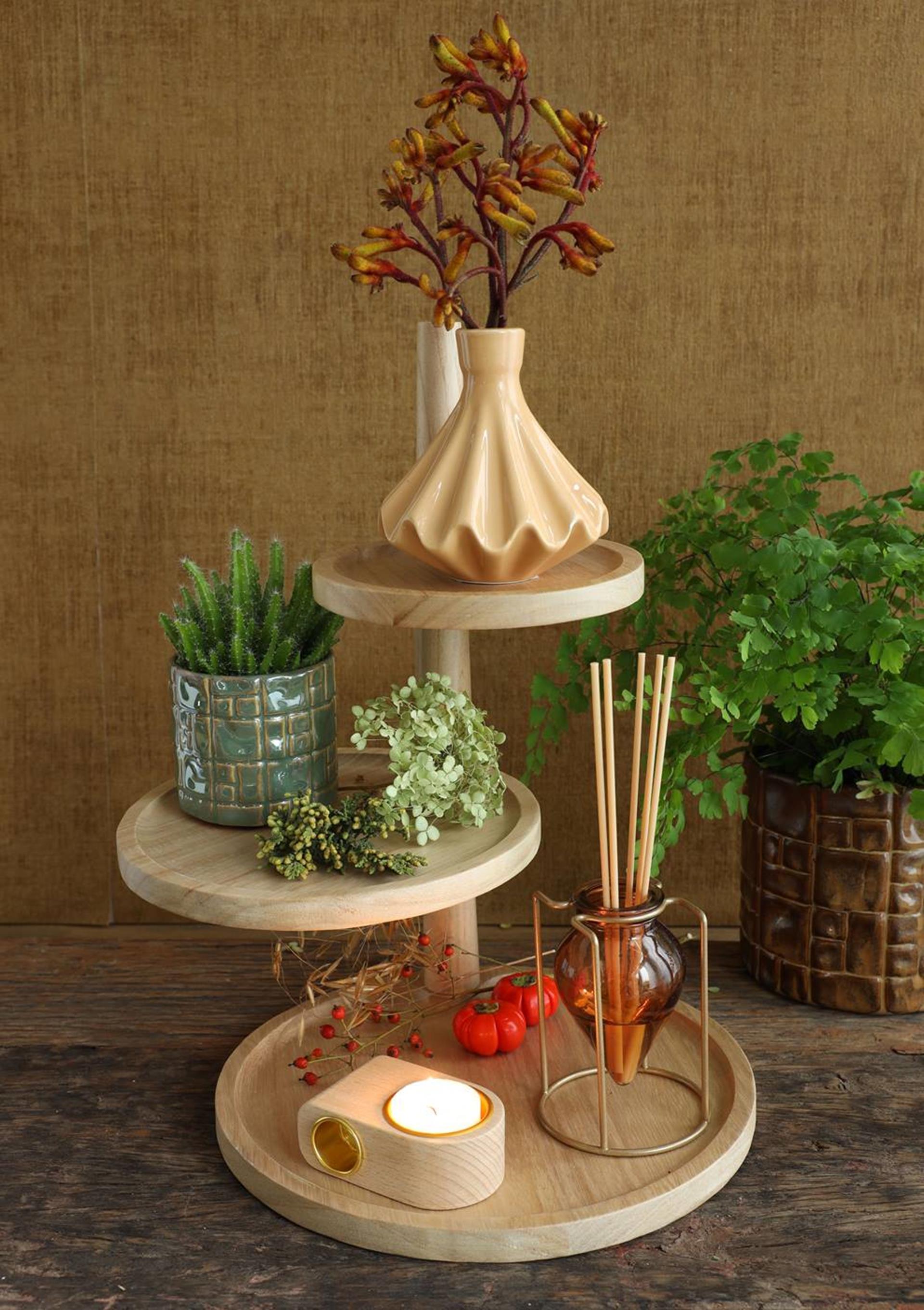 Ideas 4 Seasons Etagere Holz mit 3 Regalen H37, Durchmesser 25,5 20,5 15,5 cm