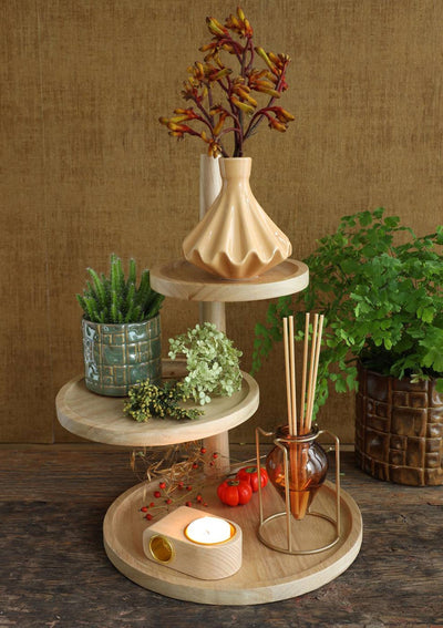 Ideas 4 Seasons Etagere Holz mit 3 Regalen H37, Durchmesser 25,5 20,5 15,5 cm