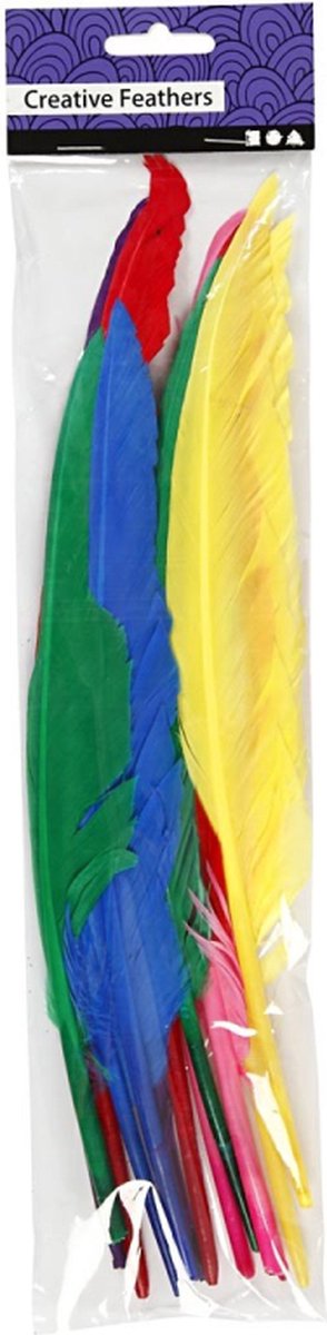 Creativ Company Federn, L: 27 cm, verschiedene Farben, 12 Stück 1 Box