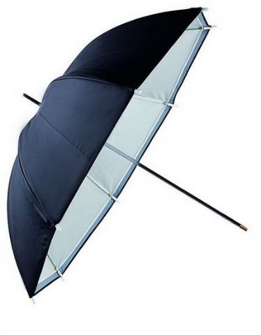 Falcon Eyes Flitsparaplu Urn-48TSB1 Diffuse Weiß + silberschwarze Hacken 122 cm
