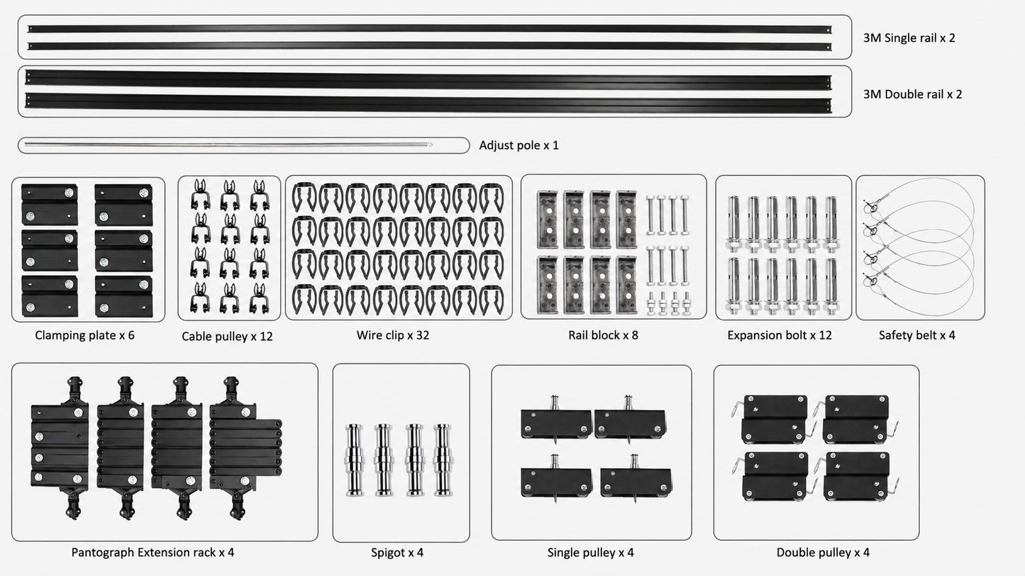 Falcon Eyes Deckenschienensystem B-3030d 3x3 m inkl. 4 Stromabnehmer
