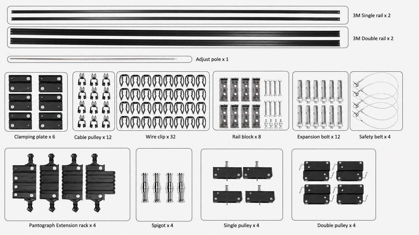 Falcon Eyes Deckenschienensystem B-3030d 3x3 m inkl. 4 Stromabnehmer
