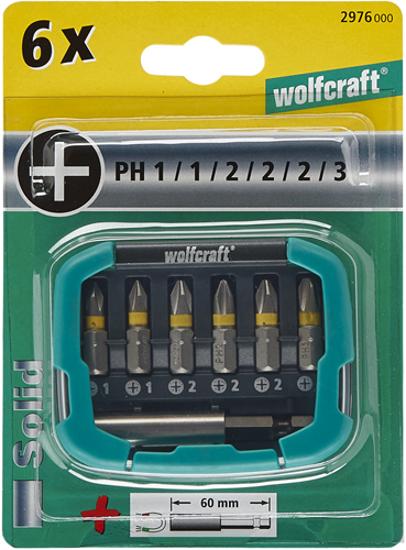 Wolfcraft Bitbox | Kreuzkopf | pH-Wert 1–3 | 7-teilig | 1 Satz - 2976000