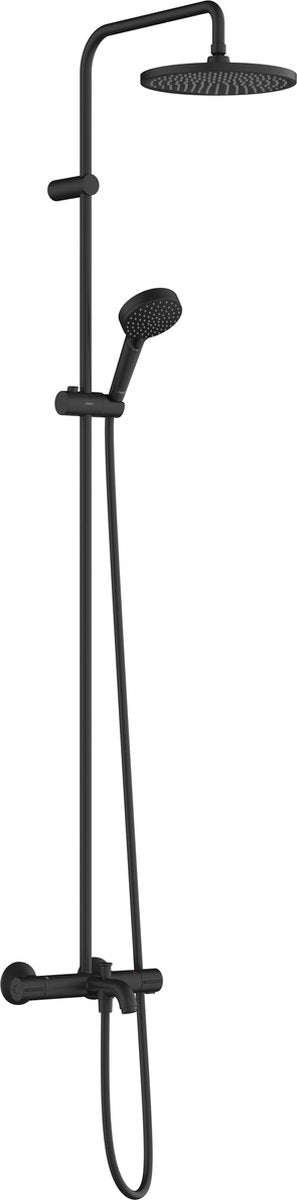 Hansgrohe Lackmischung – Showerpipe – Größe 240 mm – 1 Strahlfunktion – mattschwarz – mit Thermostat