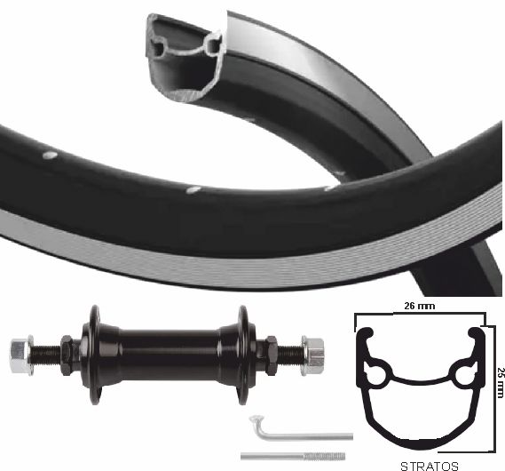 KGS -Vorderrad 28 Zoll (622) Velg Ryde Stratos Silber Schwarz Fixes Achse