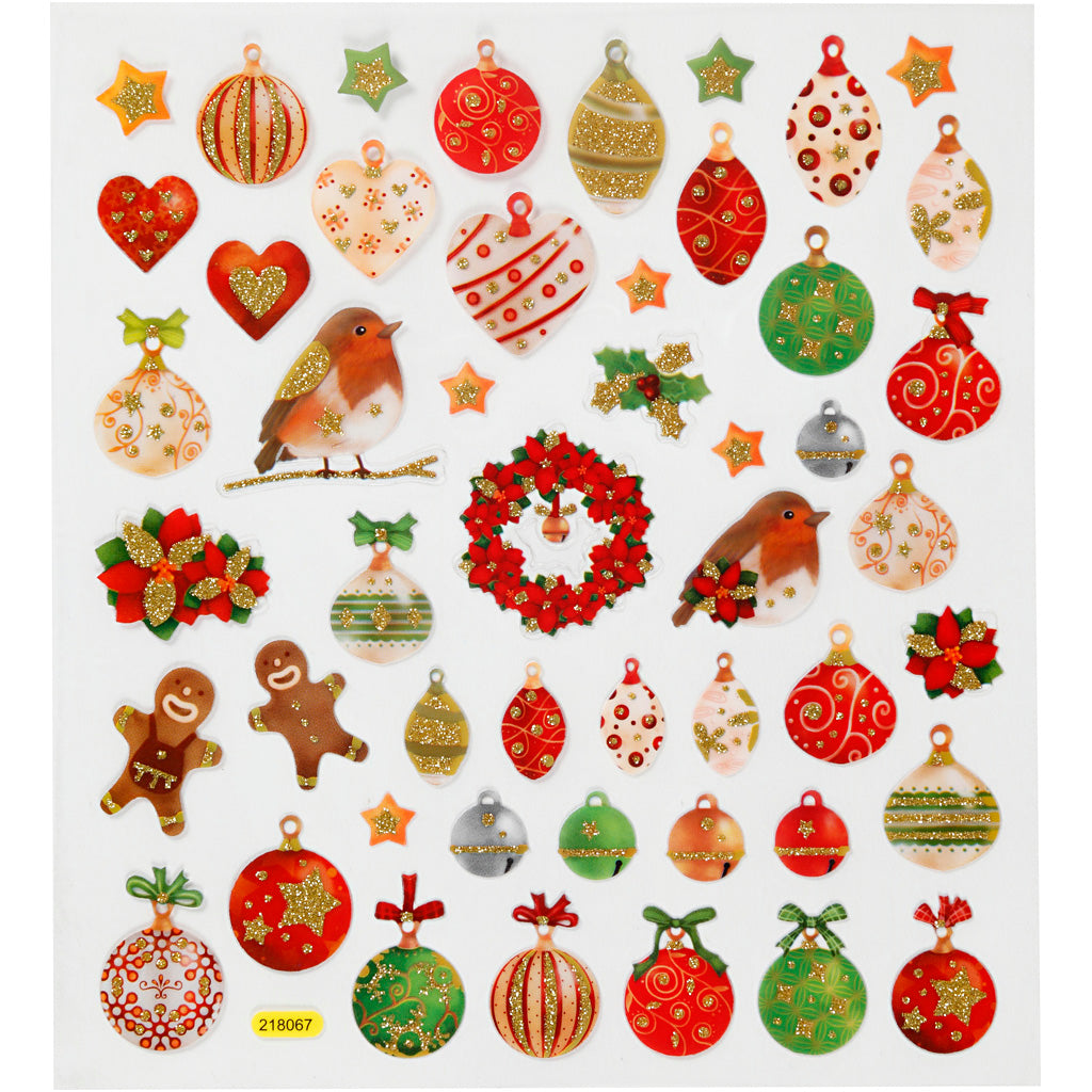 Creativ Firmenaufkleber, Weihnachtskugeln, Bogen 15x16,5 cm, ca. 50 Stück, 1 Blatt