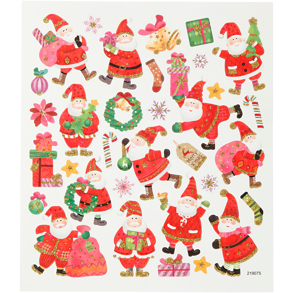 Creativ Firmenaufkleber, fröhlicher Weihnachtsmann, Blatt 15x16,5 cm, ca. 33 Stück, 1 Blatt