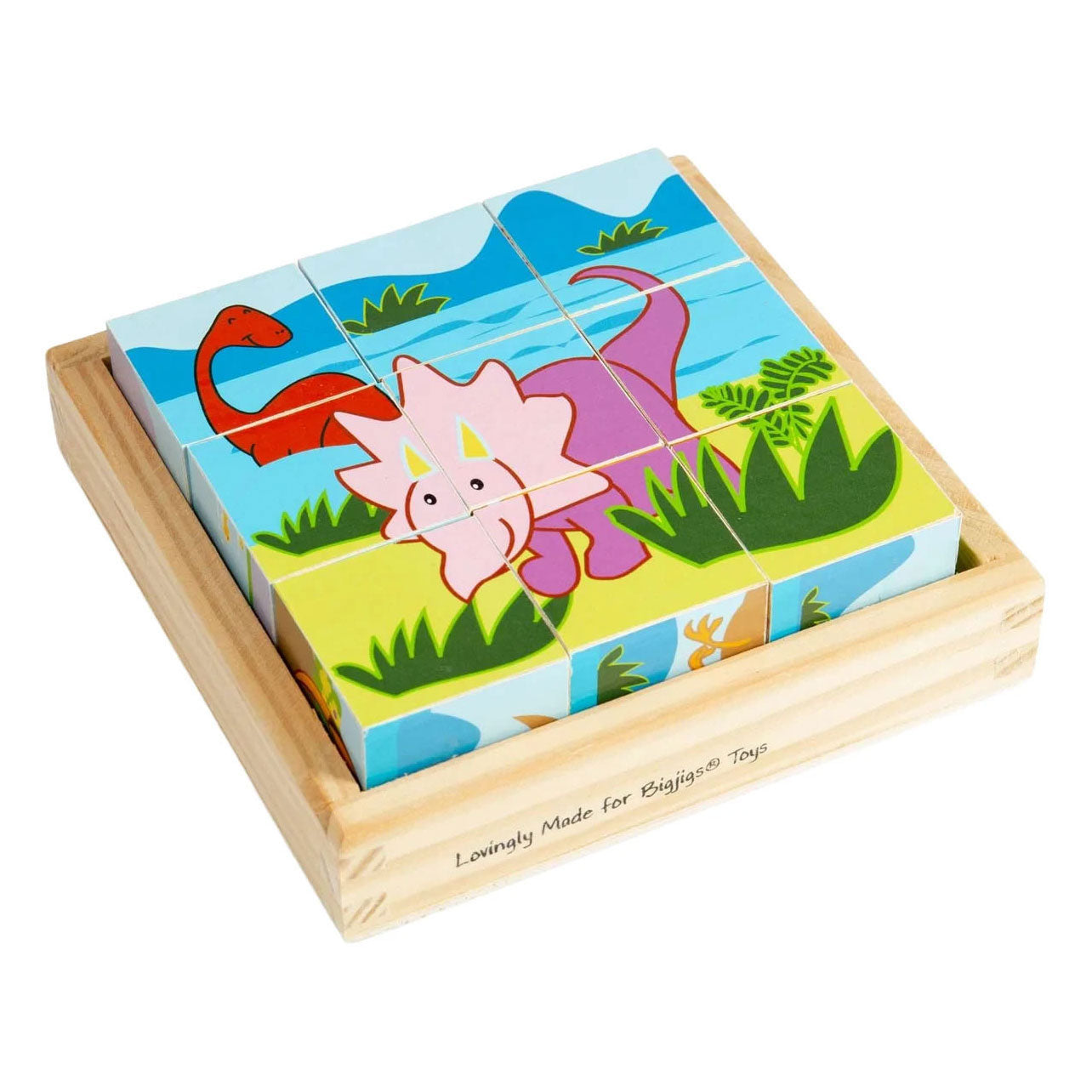Bigjigs Holzblock-Puzzle Dinosaurier – 9 Teile.