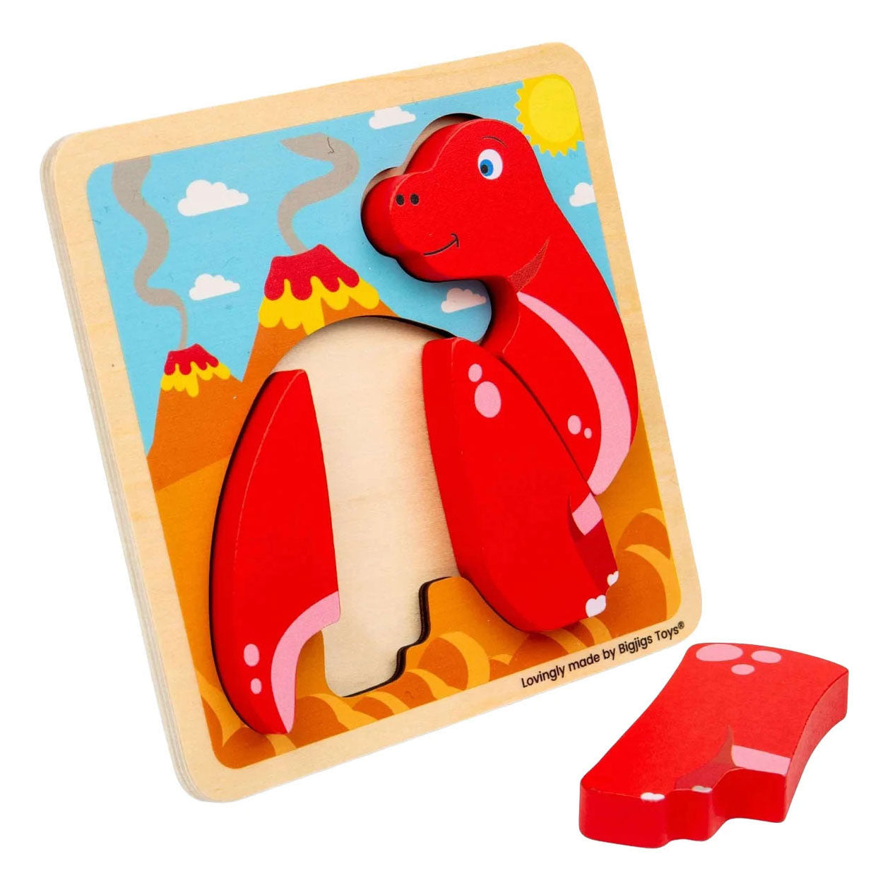 Bigjigs Holzformpuzzle Diplodocus – 4-tlg.