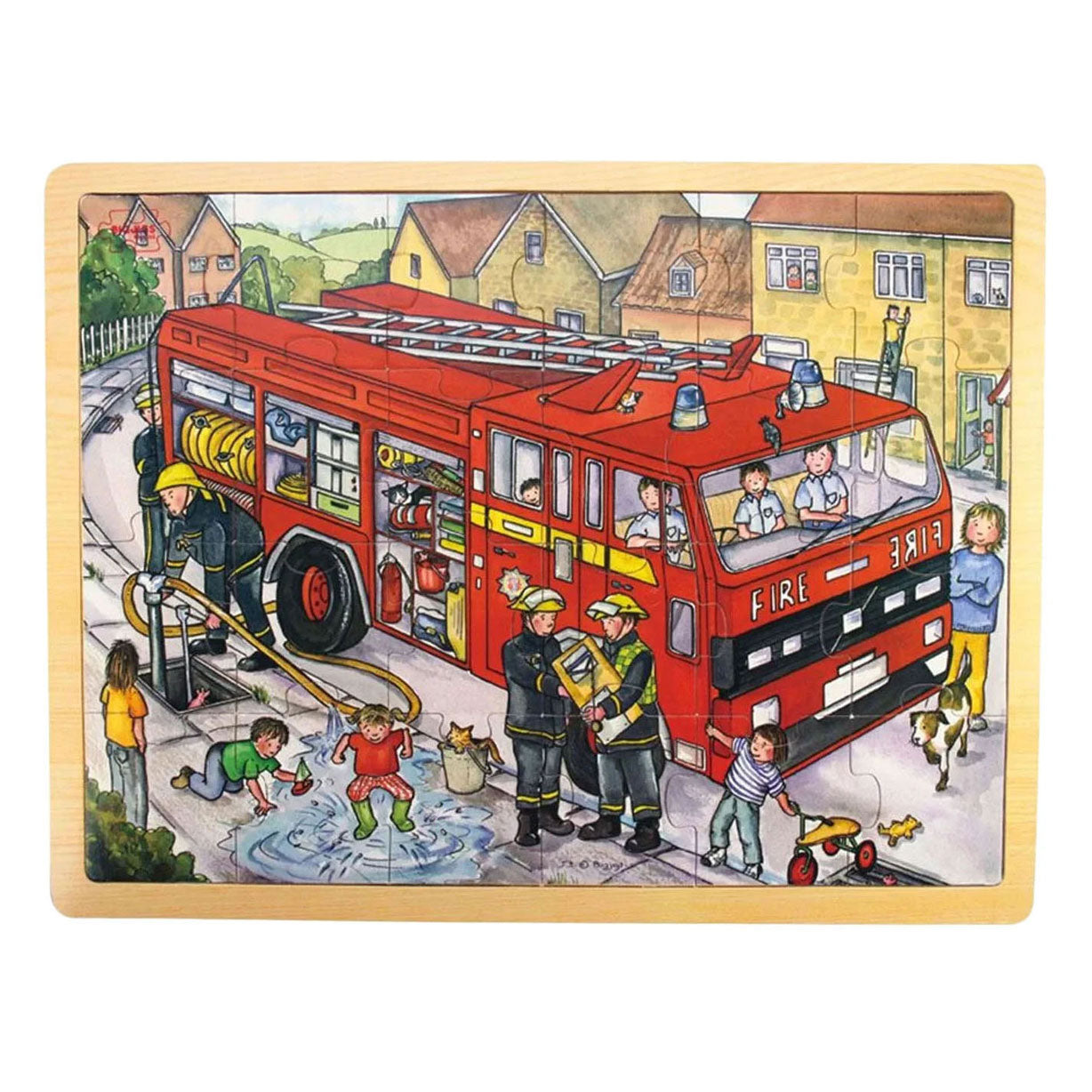 Bigjigs Holzpuzzle Feuerwehrauto – 24 Teile.