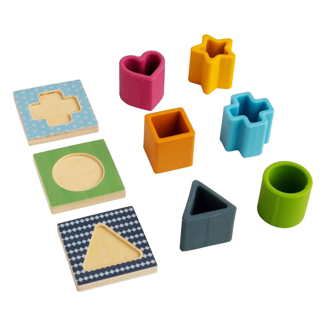 Bigjigs Formpuzzle aus Holz und Silikon – 13 Teile.