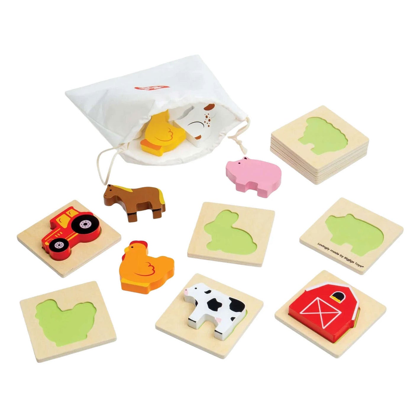 Bigjigs Holzformpuzzle Bauernhof - 10 Teile.