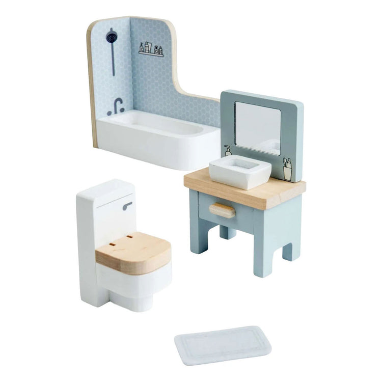Bigjigs hölzernes Puppenhausmöbel-Badezimmer – 4-teilig.