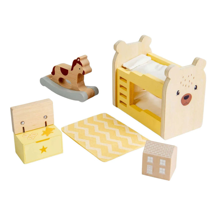Bigjigs Holzpuppenhausmöbel Kinderzimmer – 5 Stück.