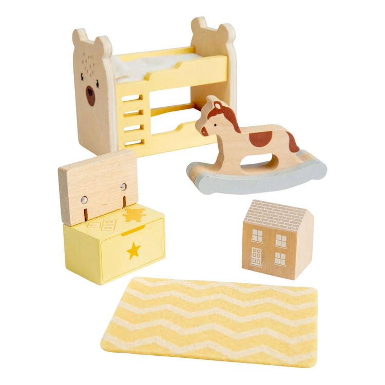 Bigjigs Holzpuppenhausmöbel Kinderzimmer – 5 Stück.