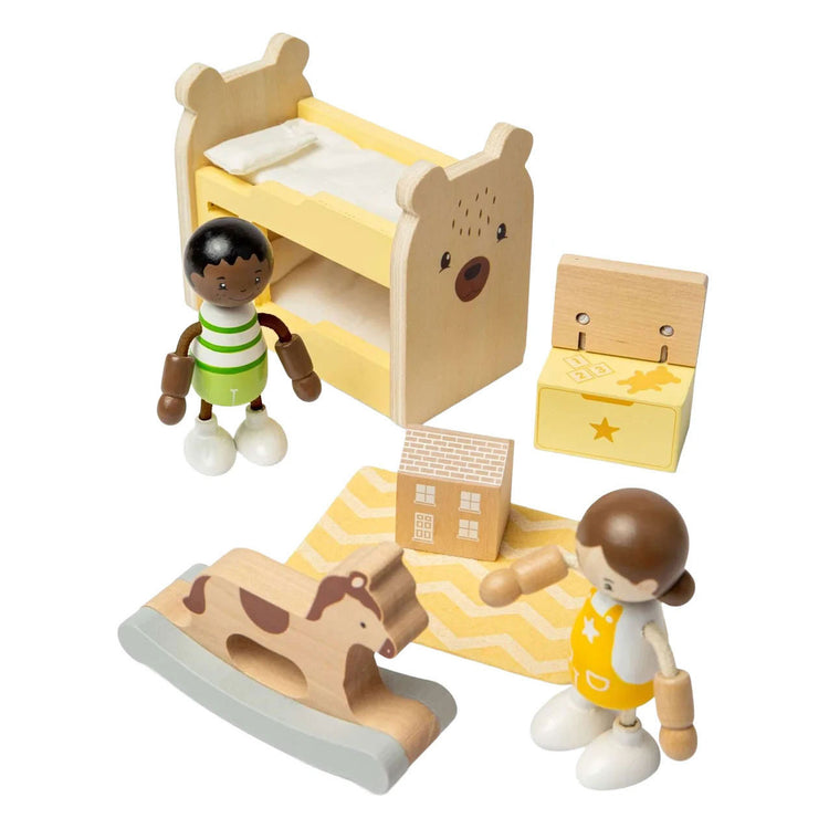Bigjigs Holzpuppenhausmöbel Kinderzimmer – 5 Stück.