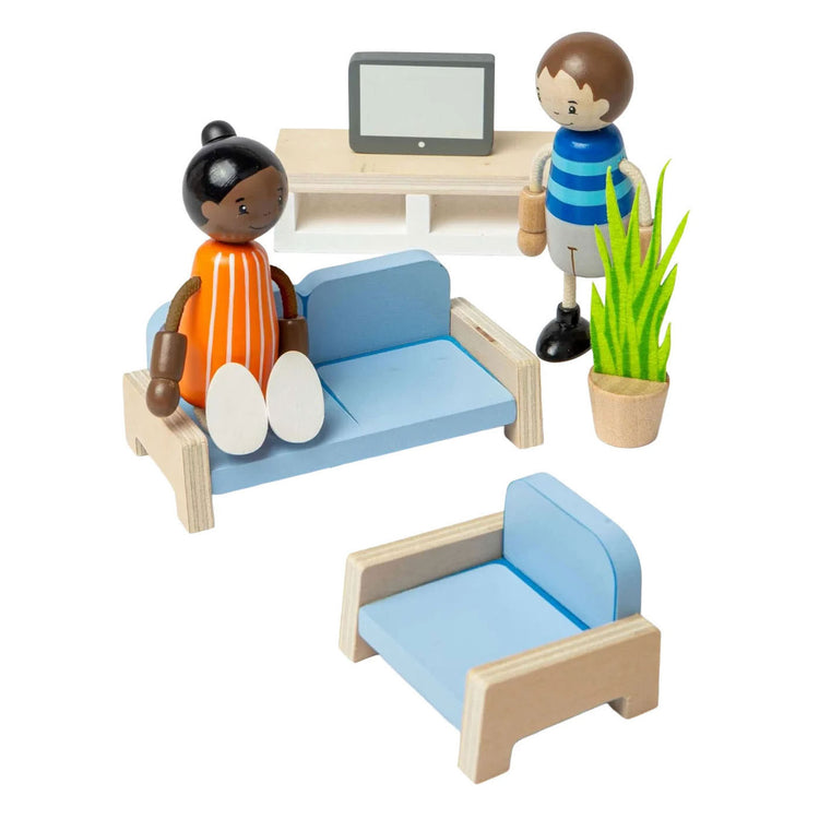 Bigjigs hölzernes Puppenhausmöbel-Wohnzimmer – 5-teilig.