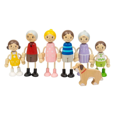 Bigjigs Puppenhaus-Familie aus Holz – 7-teilig.