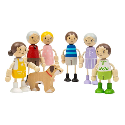 Bigjigs Puppenhaus-Familie aus Holz – 7-teilig.