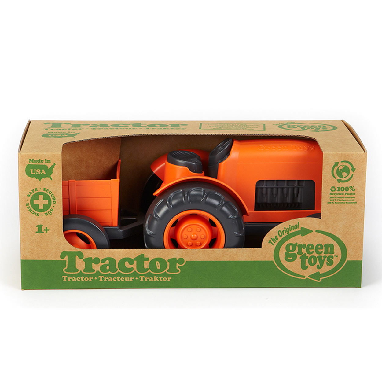 Green Toys Tractor mit Anhänger Orange