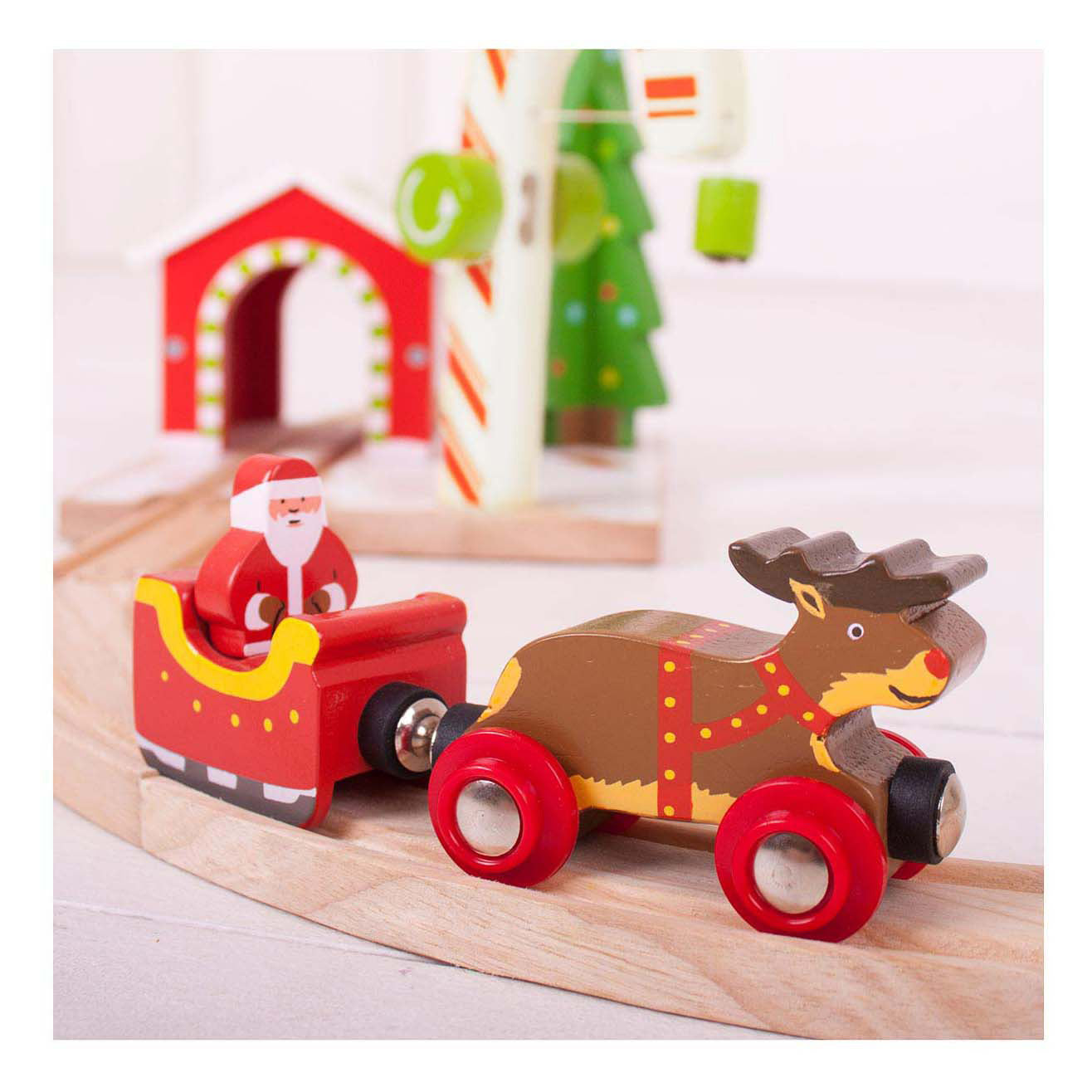 Bigjigs Houten Santa Claus, Slee und Rendier