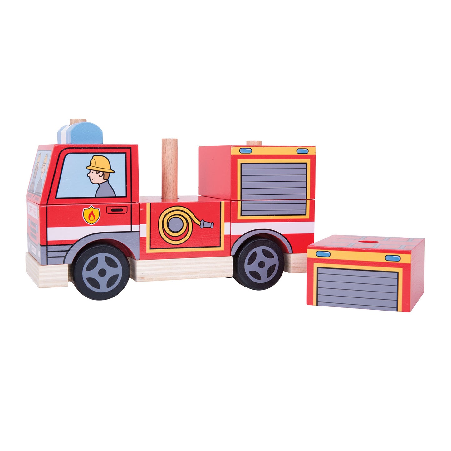 Bigjigs Holzstapelspiel Feuerwehrwagen