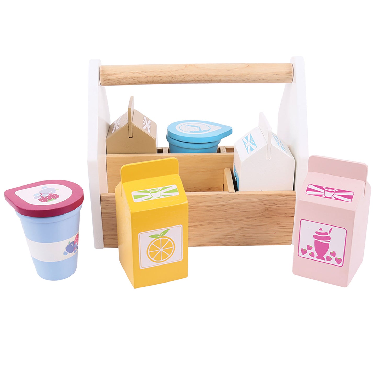 Bigjigs Wooden Box mit Milchprodukten, 7dlg.
