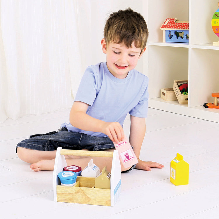 Bigjigs Wooden Box mit Milchprodukten, 7dlg.