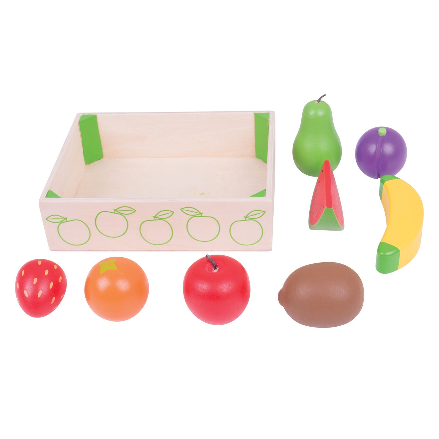 Bigjigs Holzkiste mit Obst, 9dlg.
