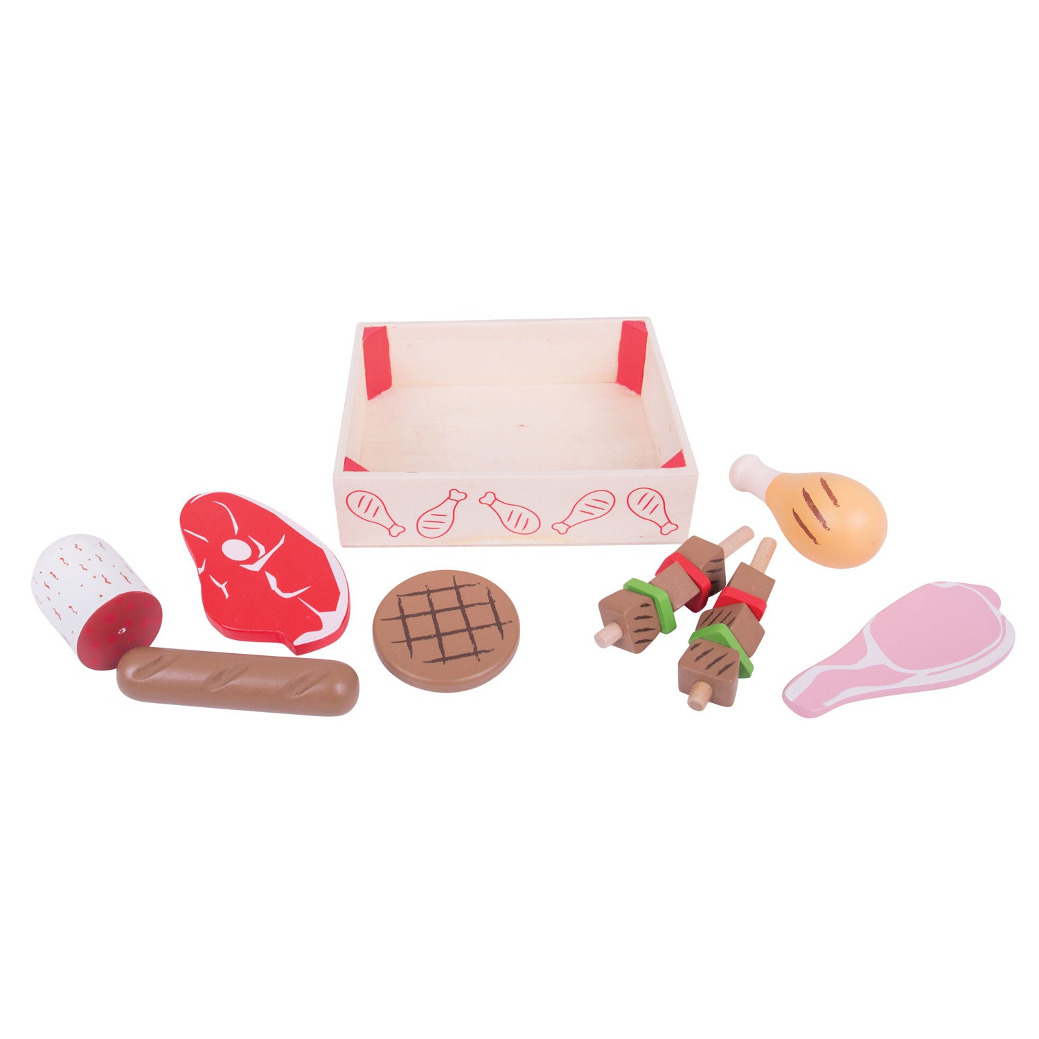Bigjigs Holzkiste mit Fleischprodukten, 9 DLG.