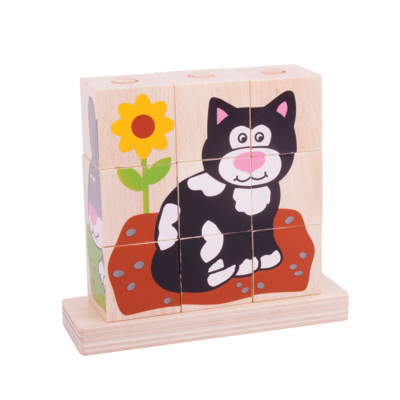 Bigjigs Holzblock -Puzzle Haustiere, 10st.