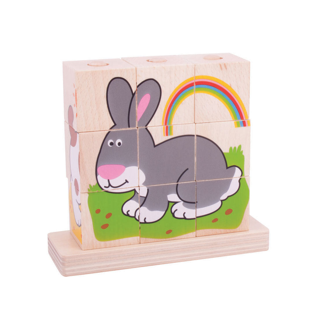 Bigjigs Holzblock -Puzzle Haustiere, 10st.