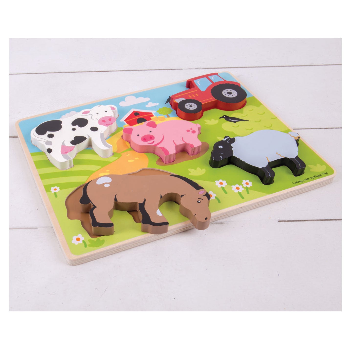 Bigjigs Holzpuzzle Bauernhof, 5 Teile.