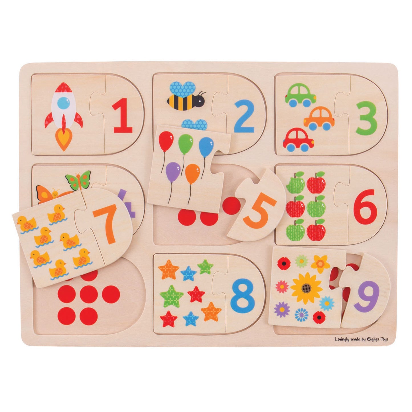 Bigjigs Holzlernrätselzahlen, 18dlg.
